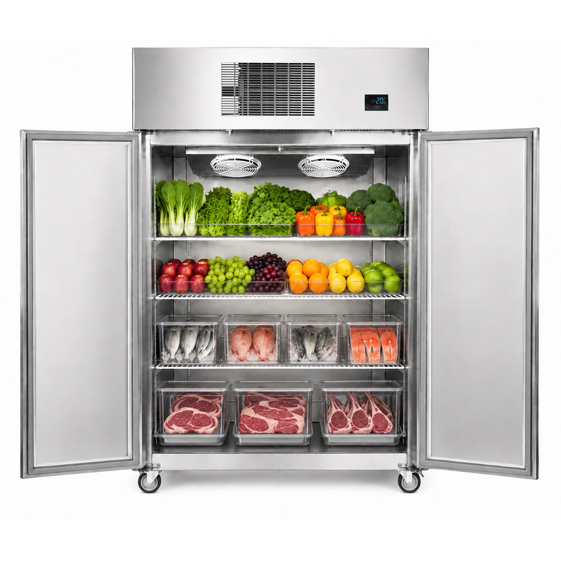 Thermaster 1000L Full-Width Double Solid Door Upright Fridge - SFWC1000