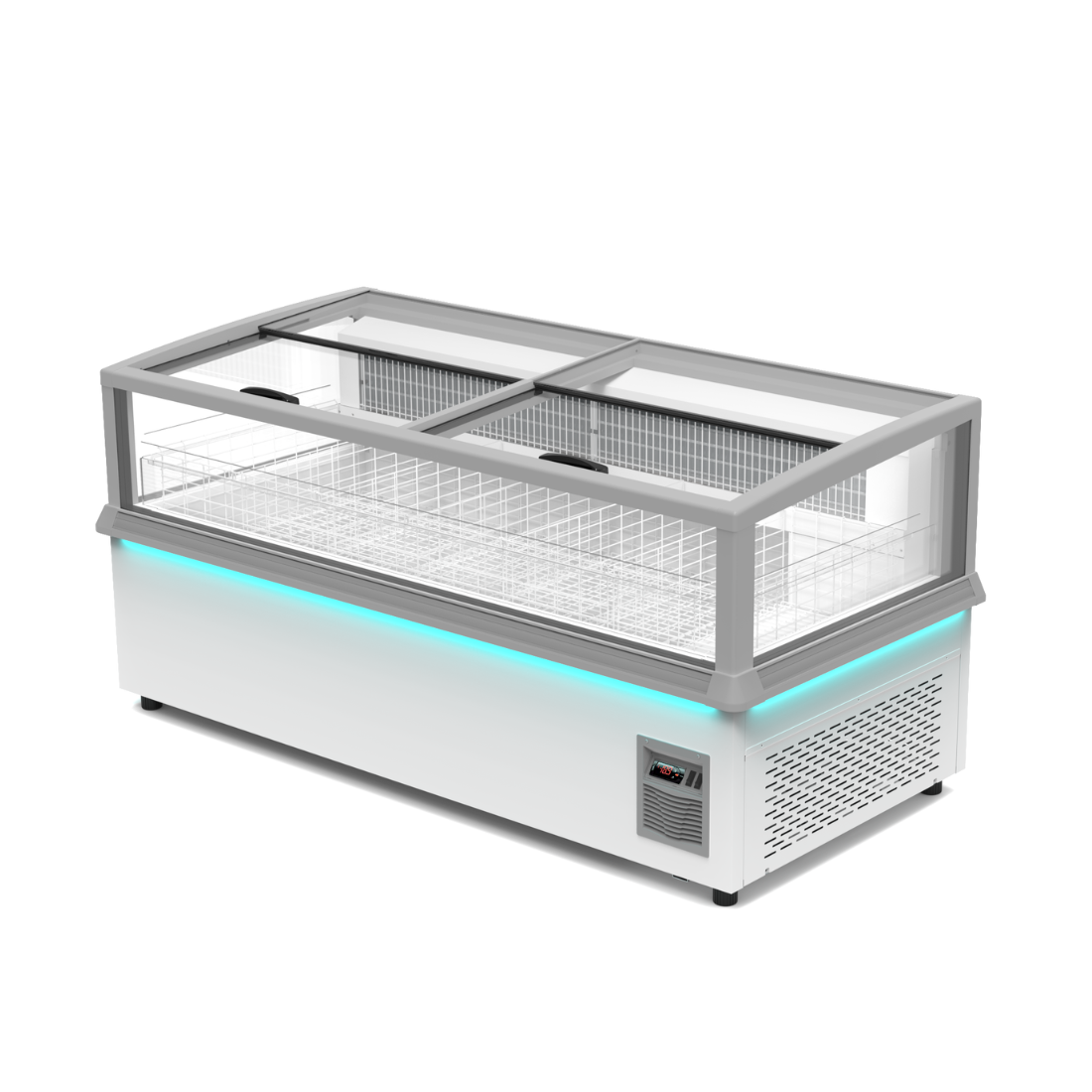 Thermaster 777L 2 Sliding Lid End Piece Dual Temperature Supermarket Island Display - SIFW-E190G