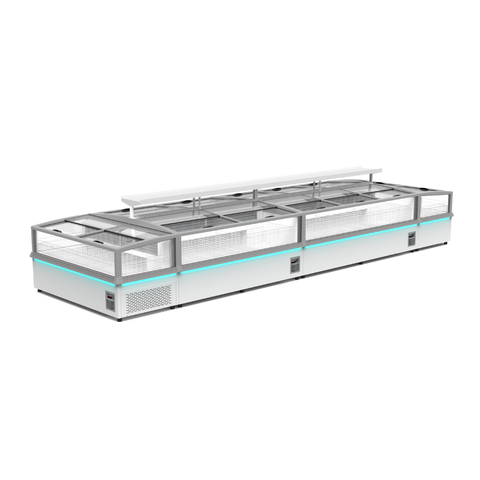 Thermaster 1201L 3 Sliding Lid Side Piece Dual Temperature Supermarket Island Display - SIFW-L250G