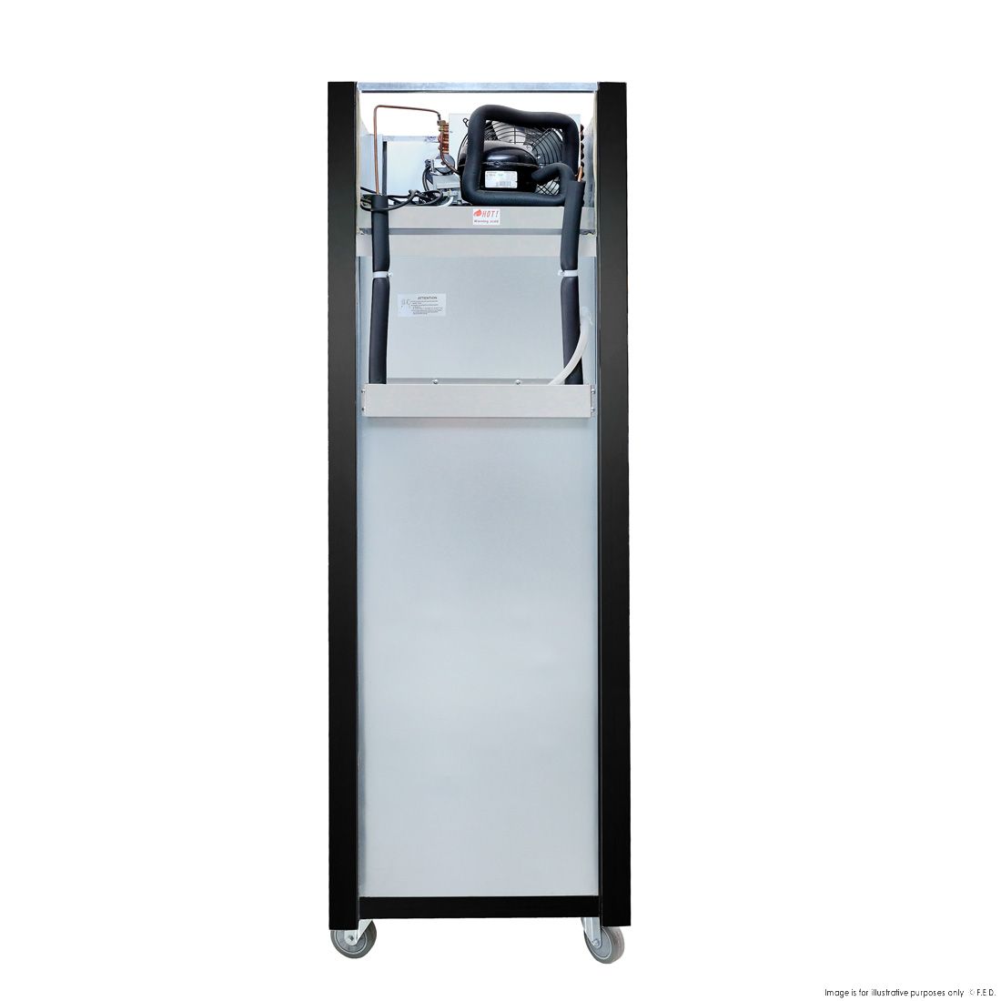 Thermaster Single Glass Door Upright Fridge Black Stainless Steel SUCG500B