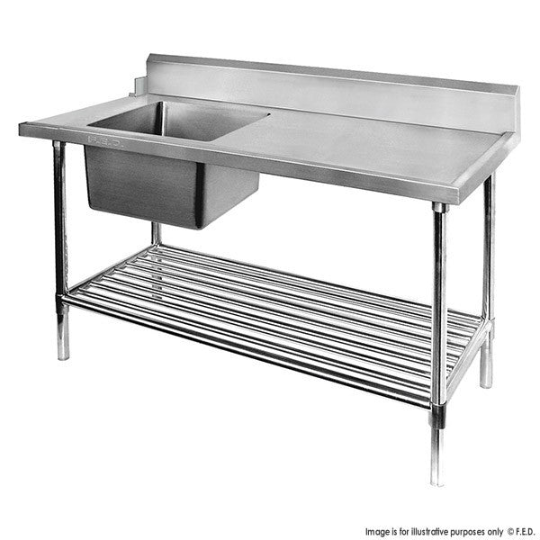 Modular Systems SSBD7 Inlet Single Sink Dishwasher Bench - 1200-2400mm Width - Left/Right Inlet