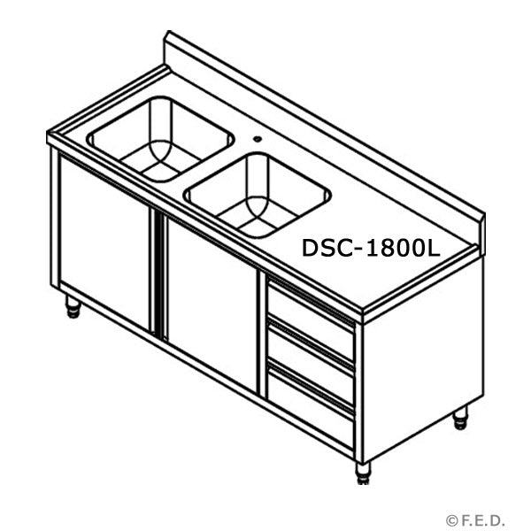 Modular Systems Dsc-2400L-H Kitchen Tidy Cabinet With Double Left Sinks DSC-2400L-H-new