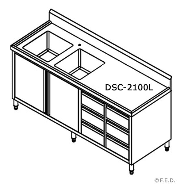 Modular Systems Dsc-2400L-H Kitchen Tidy Cabinet With Double Left Sinks DSC-2400L-H-new