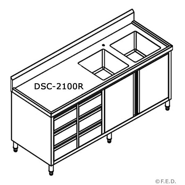 Modular Systems Dsc-2400L-H Kitchen Tidy Cabinet With Double Left Sinks DSC-2400L-H-new