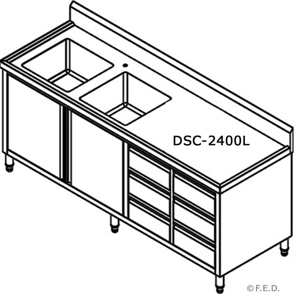 Modular Systems Dsc-2400L-H Kitchen Tidy Cabinet With Double Left Sinks DSC-2400L-H-new