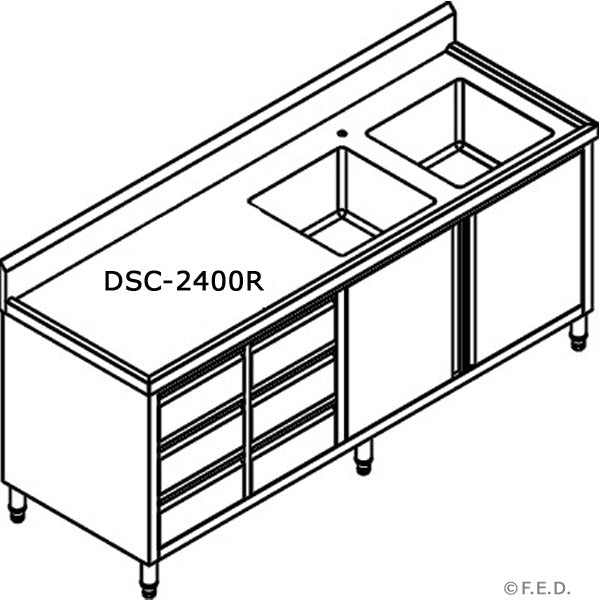 Modular Systems Dsc-2400L-H Kitchen Tidy Cabinet With Double Left Sinks DSC-2400L-H-new