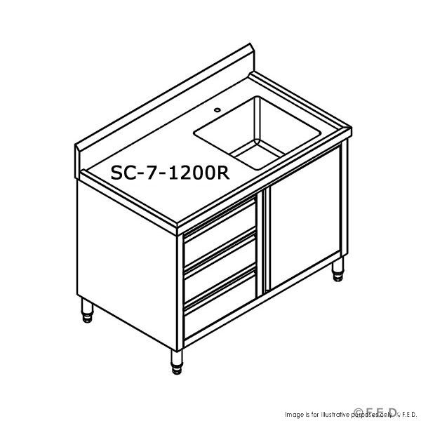 2NDs: Modular System CABINET WITH RIGHT SINK - SC-7-1200R-H-SA8-Feb