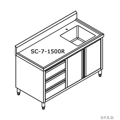 Modular Systems Cabinet With Right Sink SC-7-1500R-H