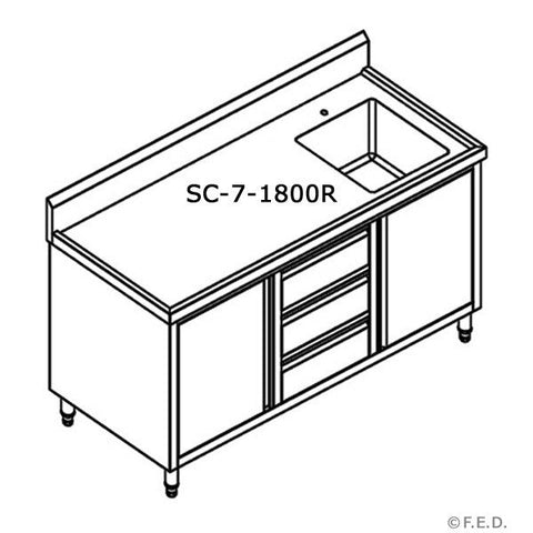 Modular Systems Cabinet With Right Sink SC-7-1800R-H