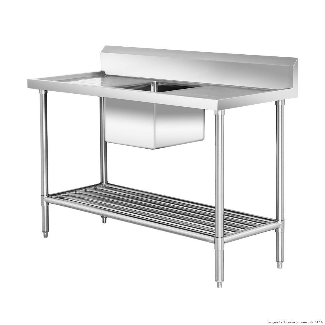 Modular Systems Single Centre Sink Bench & Pot Undershelf SSB6-1500C/A