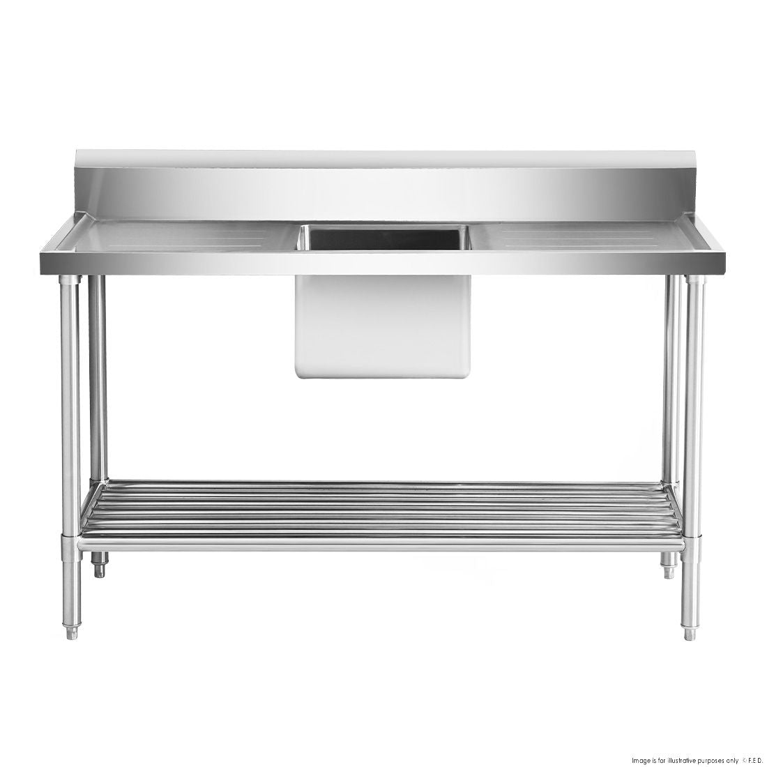 Modular Systems Single Centre Sink Bench & Pot Undershelf SSB6-1500C/A