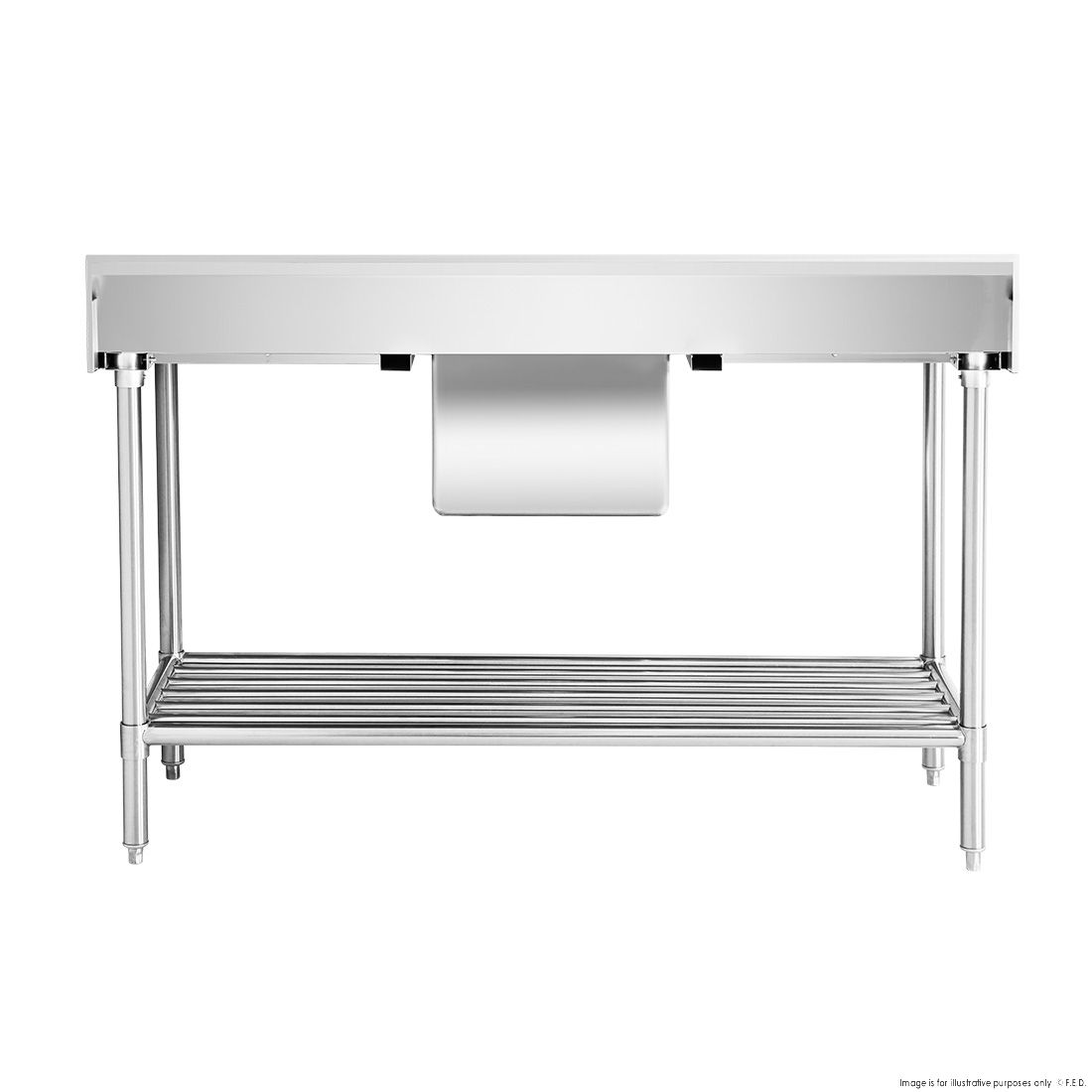 Modular Systems Single Centre Sink Bench & Pot Undershelf SSB6-1500C/A