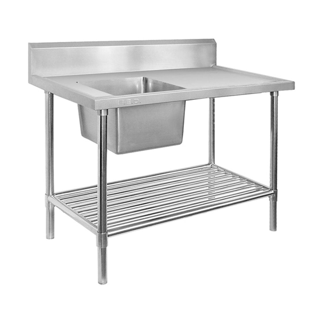 Modular Systems SSB/A Single Sink Bench with Pot Undershelf - 1200-2400mm Width - Center/Left/Right Sink