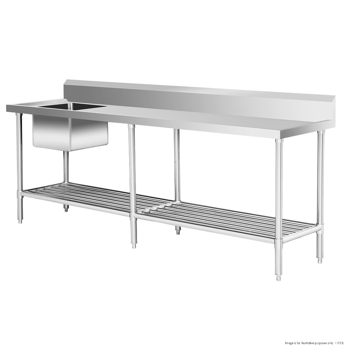 Modular Systems Single Left Sink Bench With Pot Undershelf SSB6-2400L/A