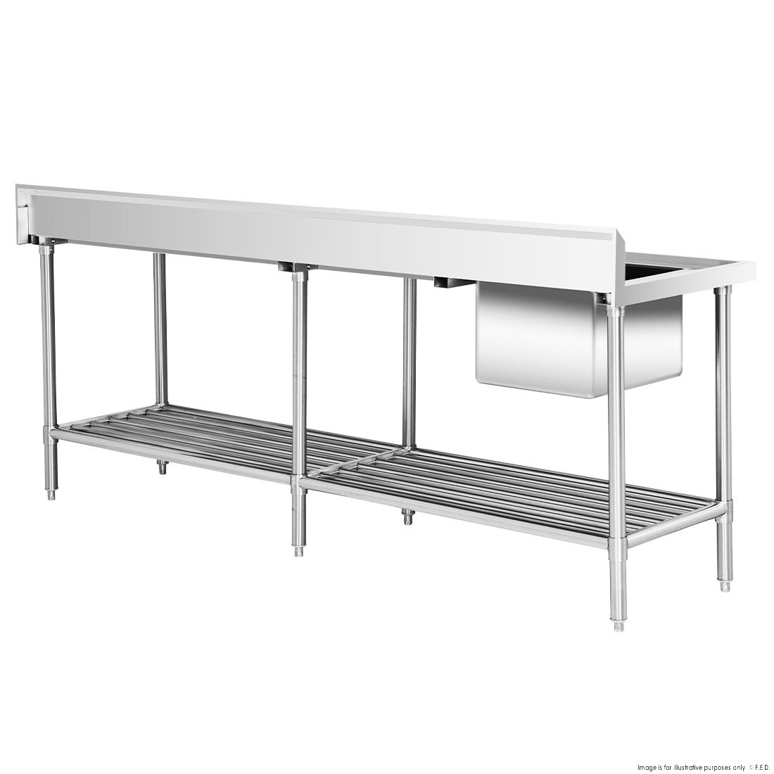 Modular Systems Single Left Sink Bench With Pot Undershelf SSB6-2400L/A