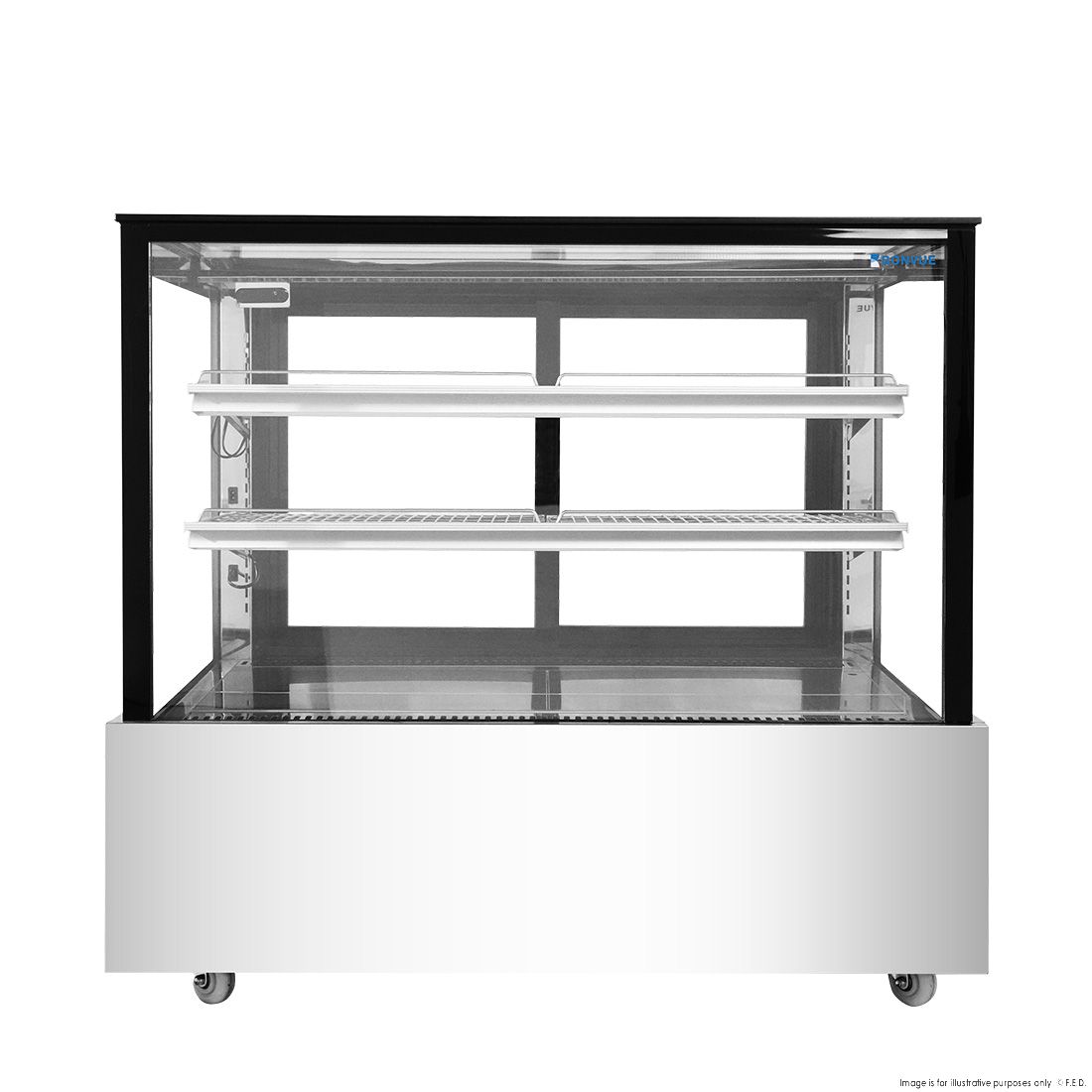 Bonvue Black Trim Square Glass Cake Display 2 Shelves 1200X700X1100 SSU120-2XB