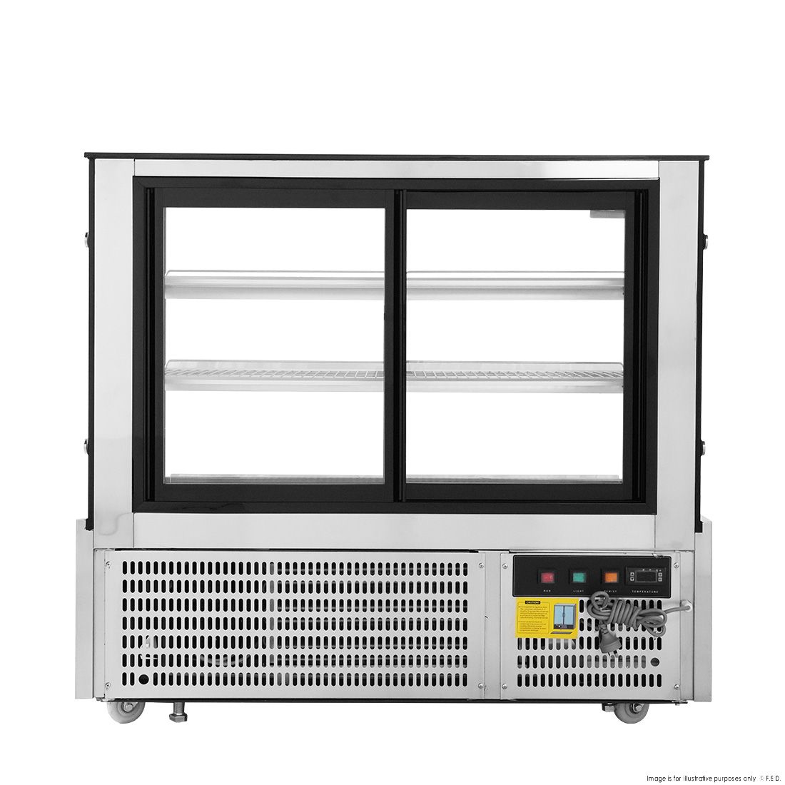 Bonvue Black Trim Square Glass Cake Display 2 Shelves 1200X700X1100 SSU120-2XB