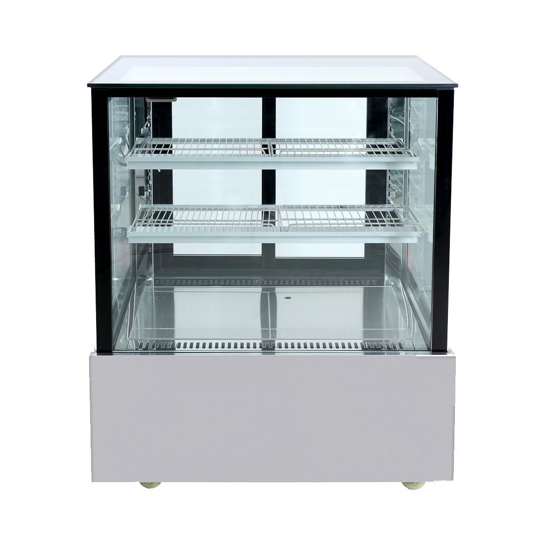 CLEARANCE - Bonvue Black Trim Square Glass Cake Display 2 Shelves - SSU90-2XB-VIC1081