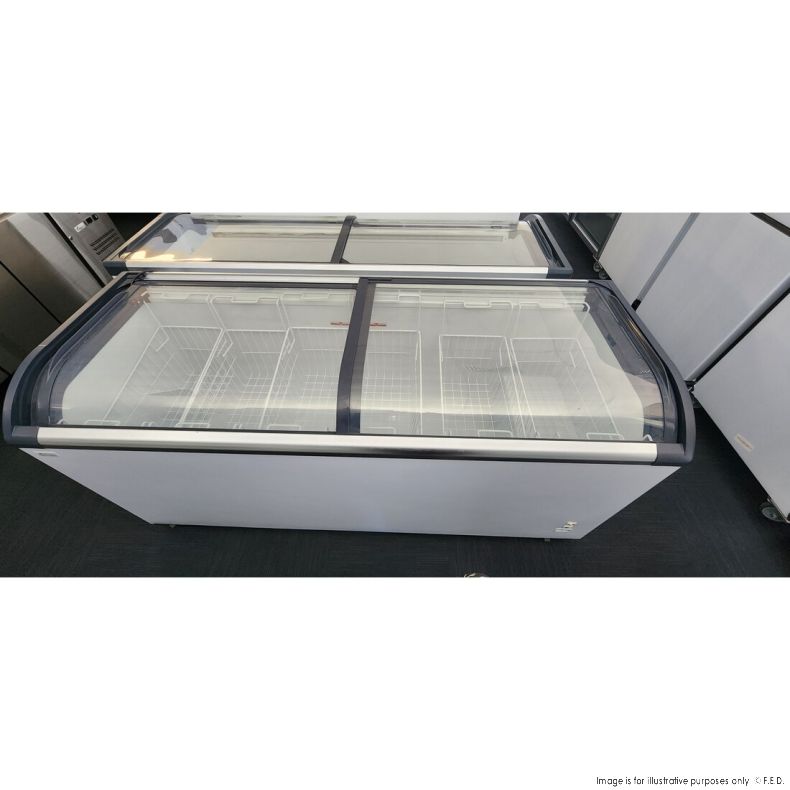 2NDs: Thermaster Two glass sliding lids chest freezer with castors - ST545-QLD237