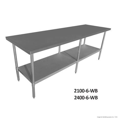 Modular Systems Eco 304 Stainless Steel Table 2100X600X900 6 Legs 2100-6-WB