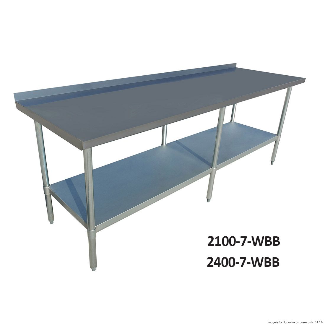 Modular Systems Eco 304 Stainless Steel Table With Splashback 2400X600X900 6 Legs 2400-6-WBB