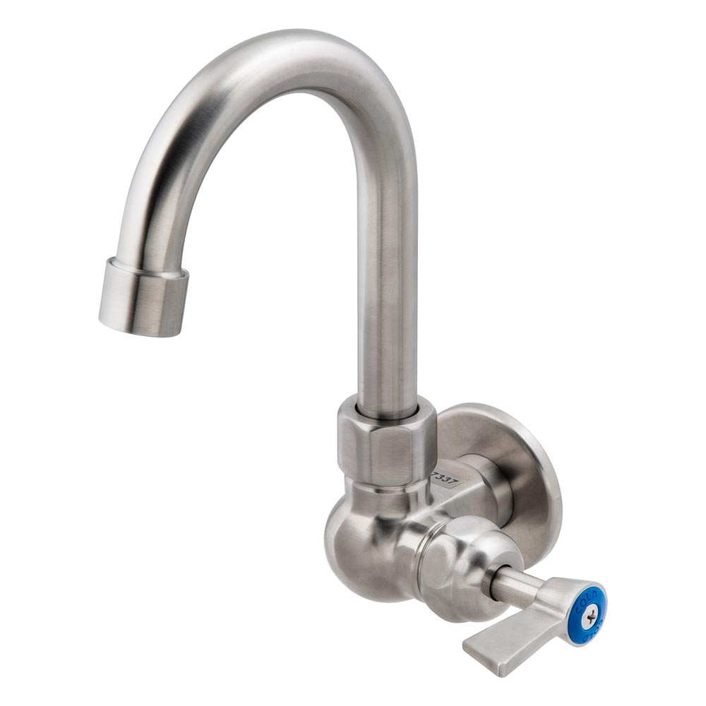 Stainless Steel Single Wall Mount Body with Single Control and 7" Gooseneck Swivel Spout - T-3MSWG07
