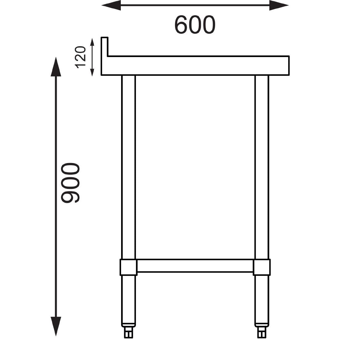 Vogue Stainless Steel Prep Table with Splashback 1800mm - T383
