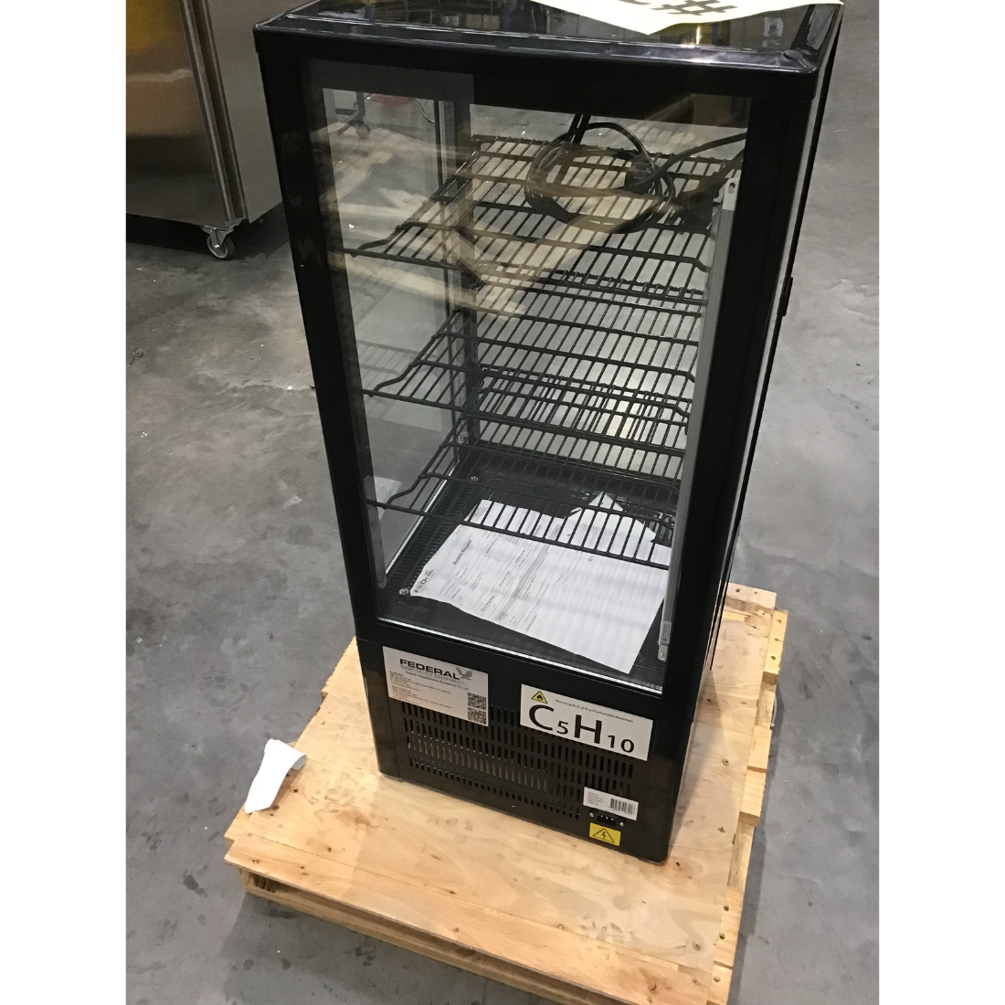 CLEARANCE - Thermaster Four-Sided Countertop Beverage Display Fridge Black - TCBD78B-NSW2196