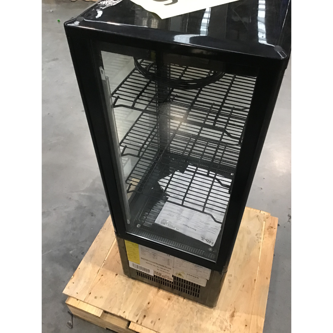 CLEARANCE - Thermaster Four-Sided Countertop Beverage Display Fridge Black - TCBD78B-NSW2196