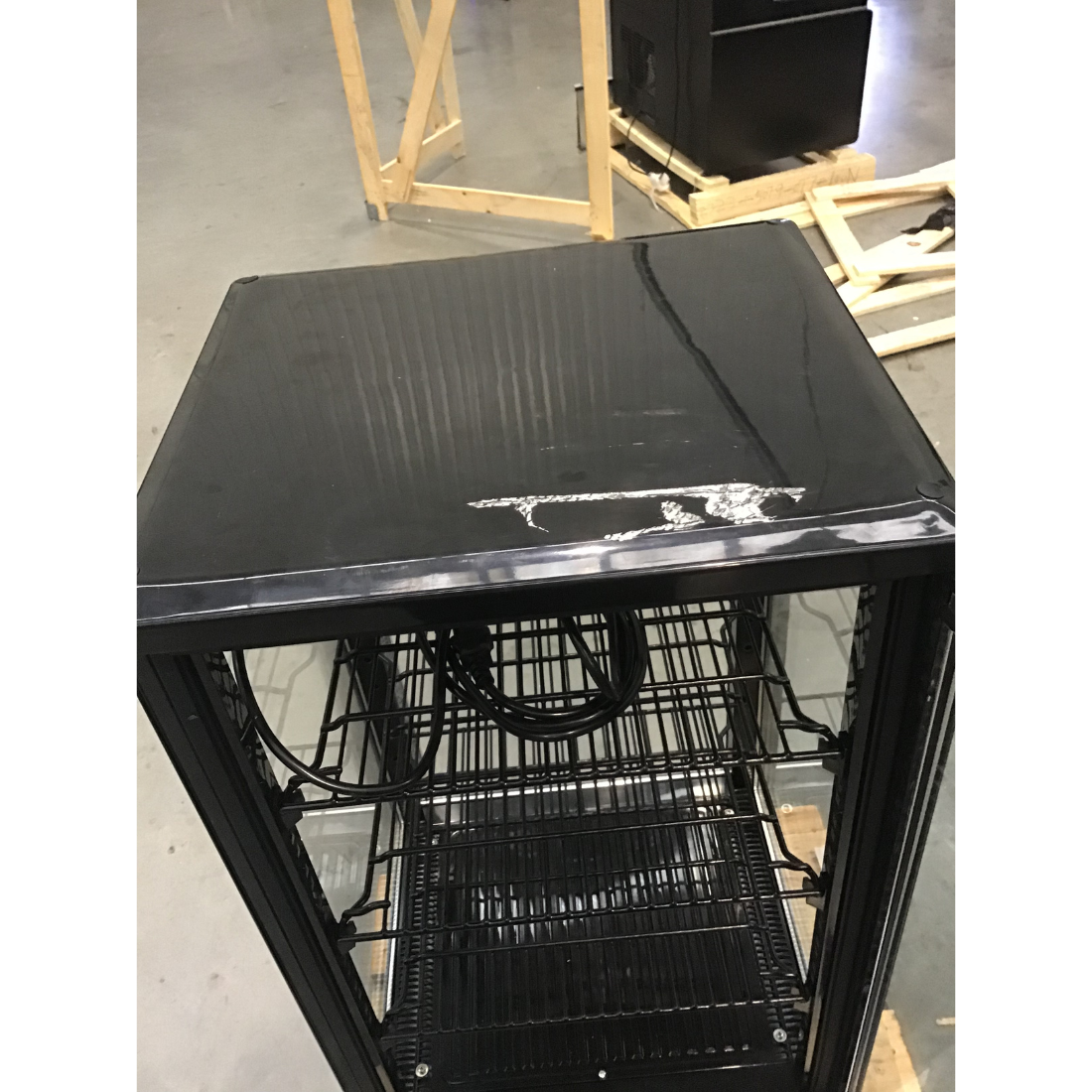 CLEARANCE - Thermaster Four-Sided Countertop Beverage Display Fridge Black - TCBD78B-NSW2196