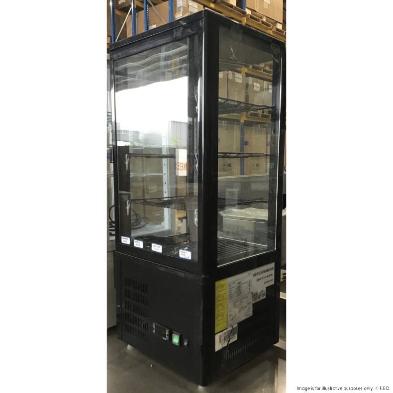 2NDs: Thermaster Four-Sided Countertop Beverage Display Fridge Black - TCBD78B-QLD279