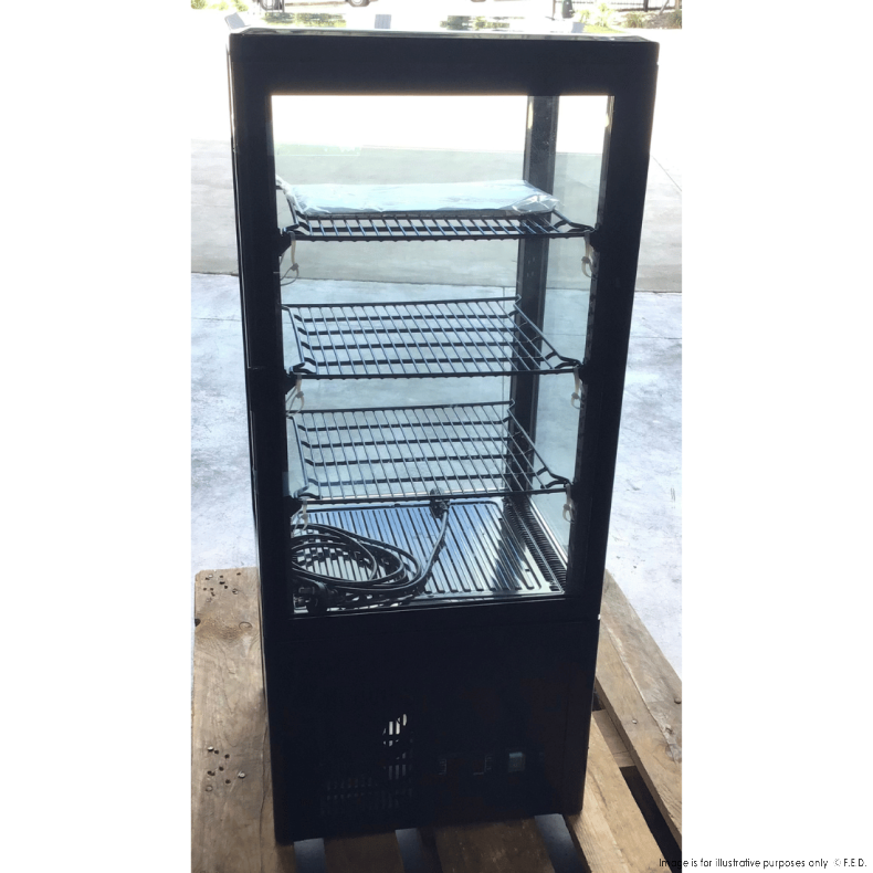 2NDs: Thermaster Four-Sided Countertop Beverage Display Fridge Black - TCBD78B-QLD297