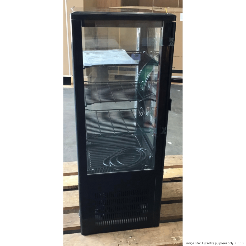 2NDs: Thermaster Four-Sided Countertop Beverage Display Fridge Black - TCBD78B-QLD297