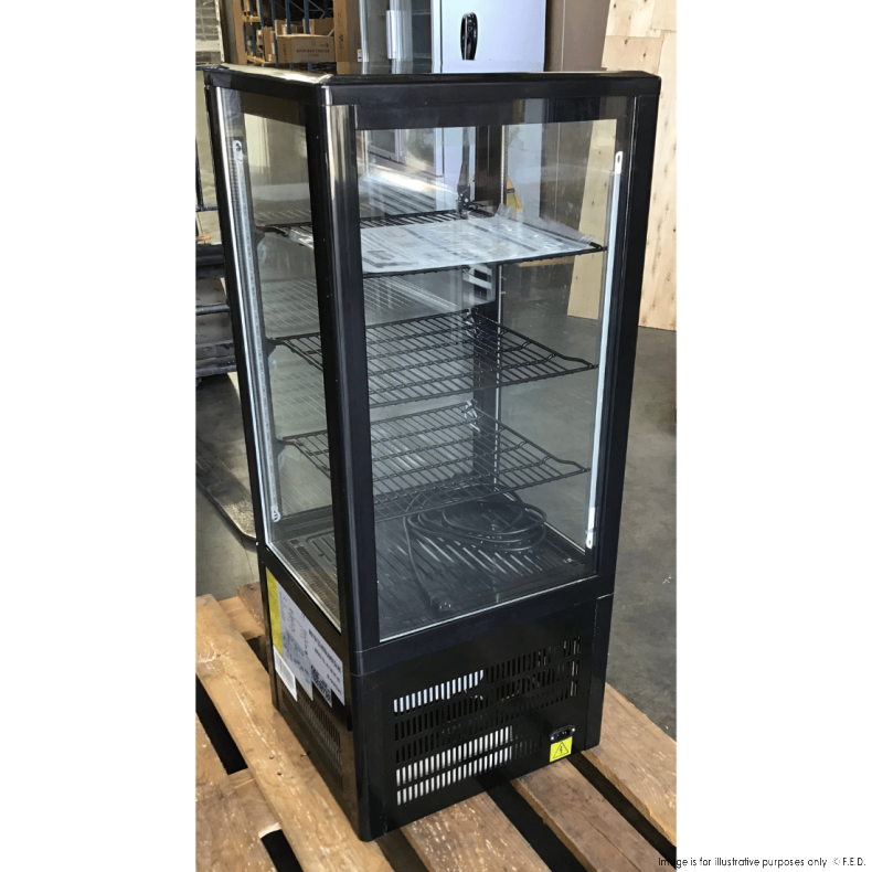 2NDs: Thermaster Four-Sided Countertop Beverage Display Fridge Black - TCBD78B-QLD297