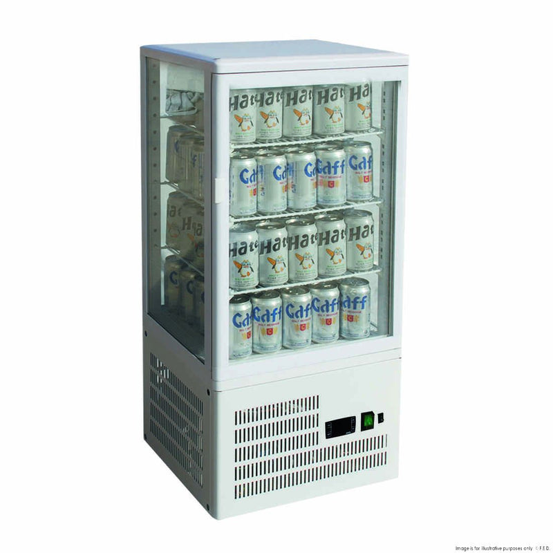 Thermaster Four-Sided Countertop Beverage Display Fridge White TCBD78W