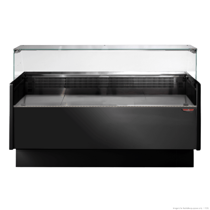 Tecnodom Serie MR80 Black 1520mm Wide Deli Display with Storage and Castors TDMR-0815B