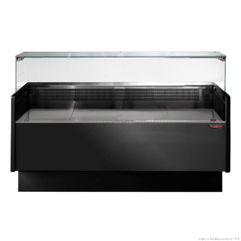 Tecnodom Serie MR80 Black 1520mm Wide Deli Display with Storage and Castors TDMR-0815B