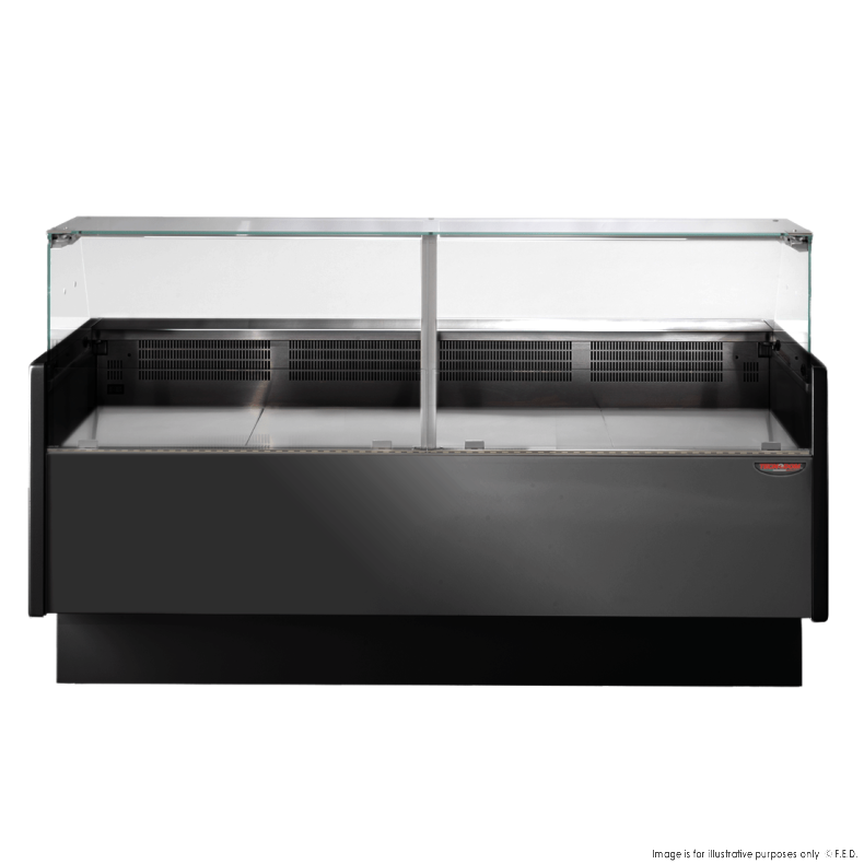 Ex-Showroom: Tecnodom Serie MR9.5 Black 2000mm Wide Deli Display with Storage and Castors - TDMR-0920B-NSW1891