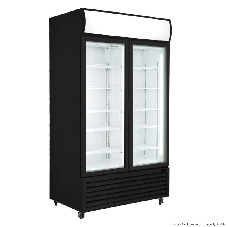 Ex-Showroom: Thermaster Colourbond Upright Beverage Fridge 2 Doors Black - LG-1000BP-QLD264