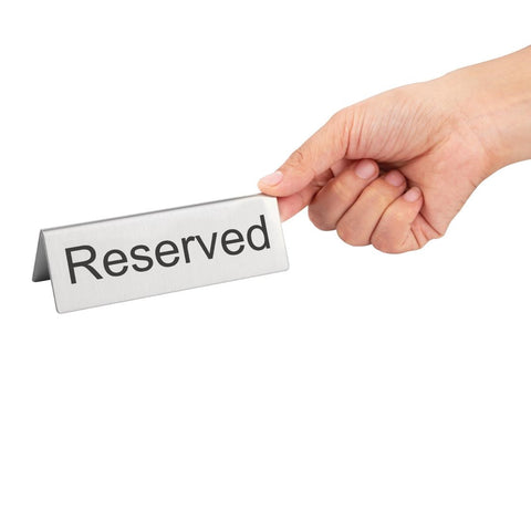 Olympia Brushed Steel Reserved Table Sign (10 Pack) - U051