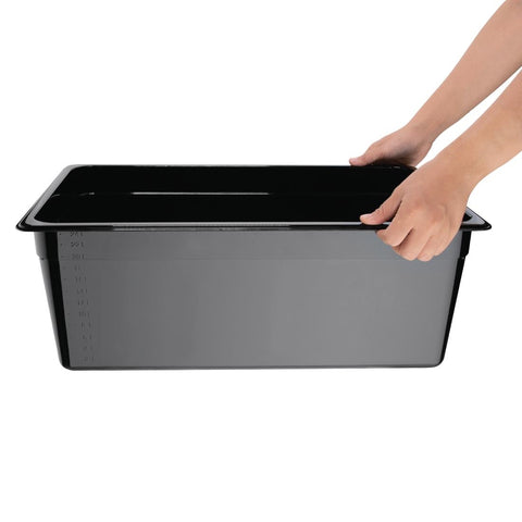 Vogue Black Polycarbonate 1/1 Gastronorm Tray 200mm - U457
