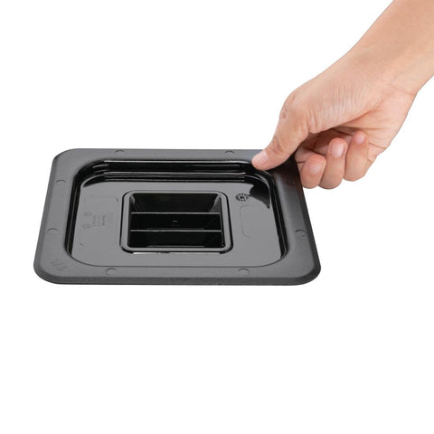 Vogue Black Polycarbonate 1/6 Gastronorm Container Lid - U478