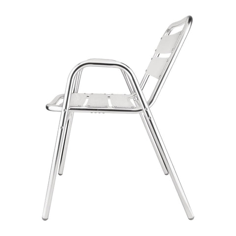 Bolero Aluminium Stacking Chairs Arched Arms (Pack of 4)