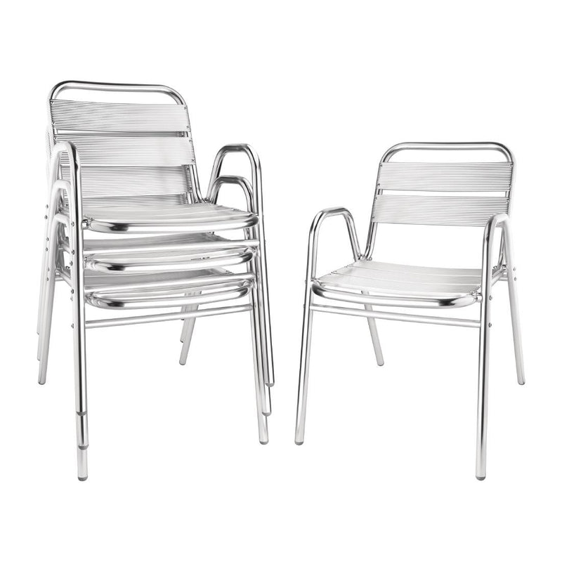 Bolero Aluminium Stacking Chairs Arched Arms (Pack of 4)