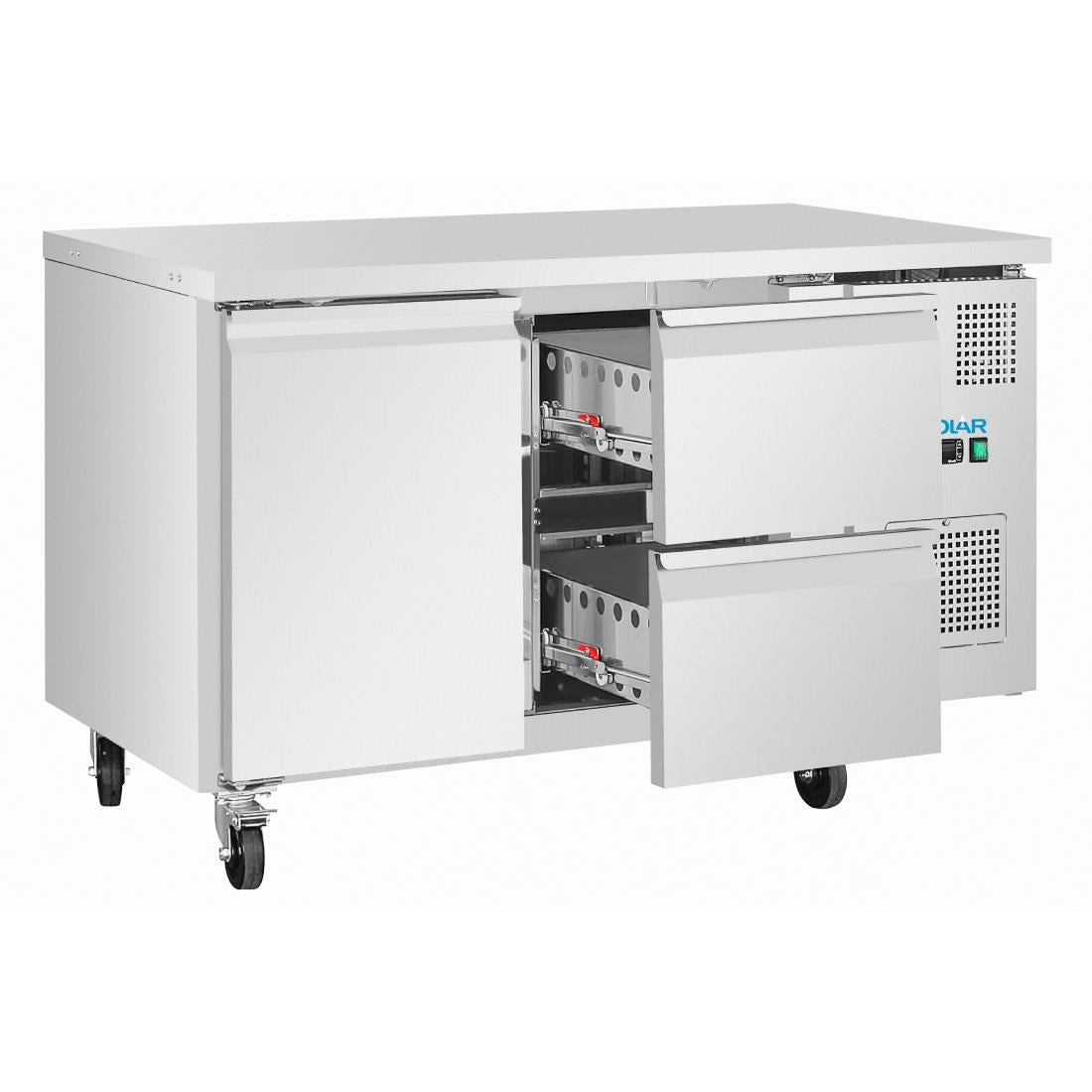 Polar U-Series One Door and Two Drawer Counter Fridge - UA108-A