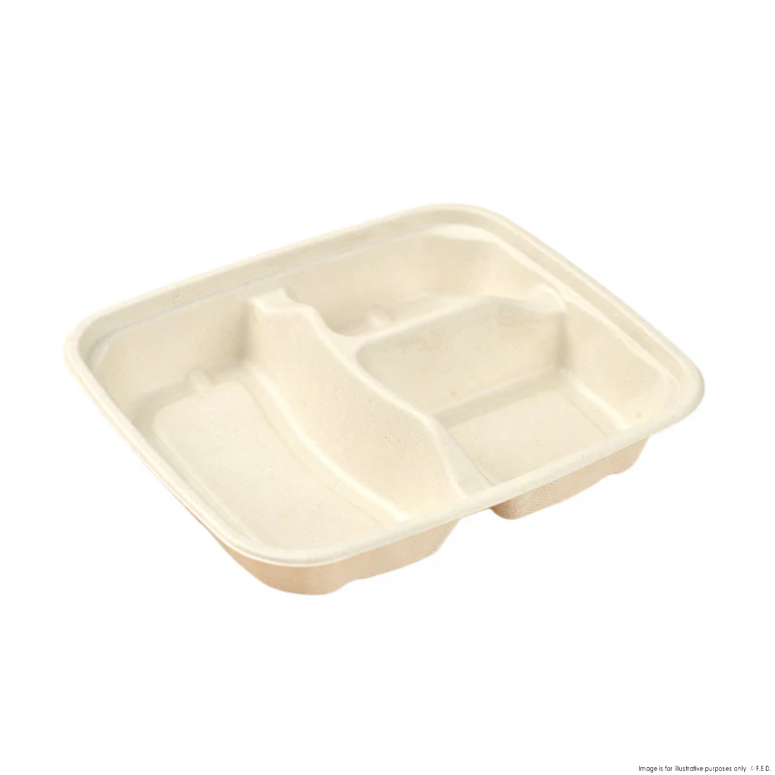 PakMax Sugarcane Small 3-Compartment Food Container - FC-31-S