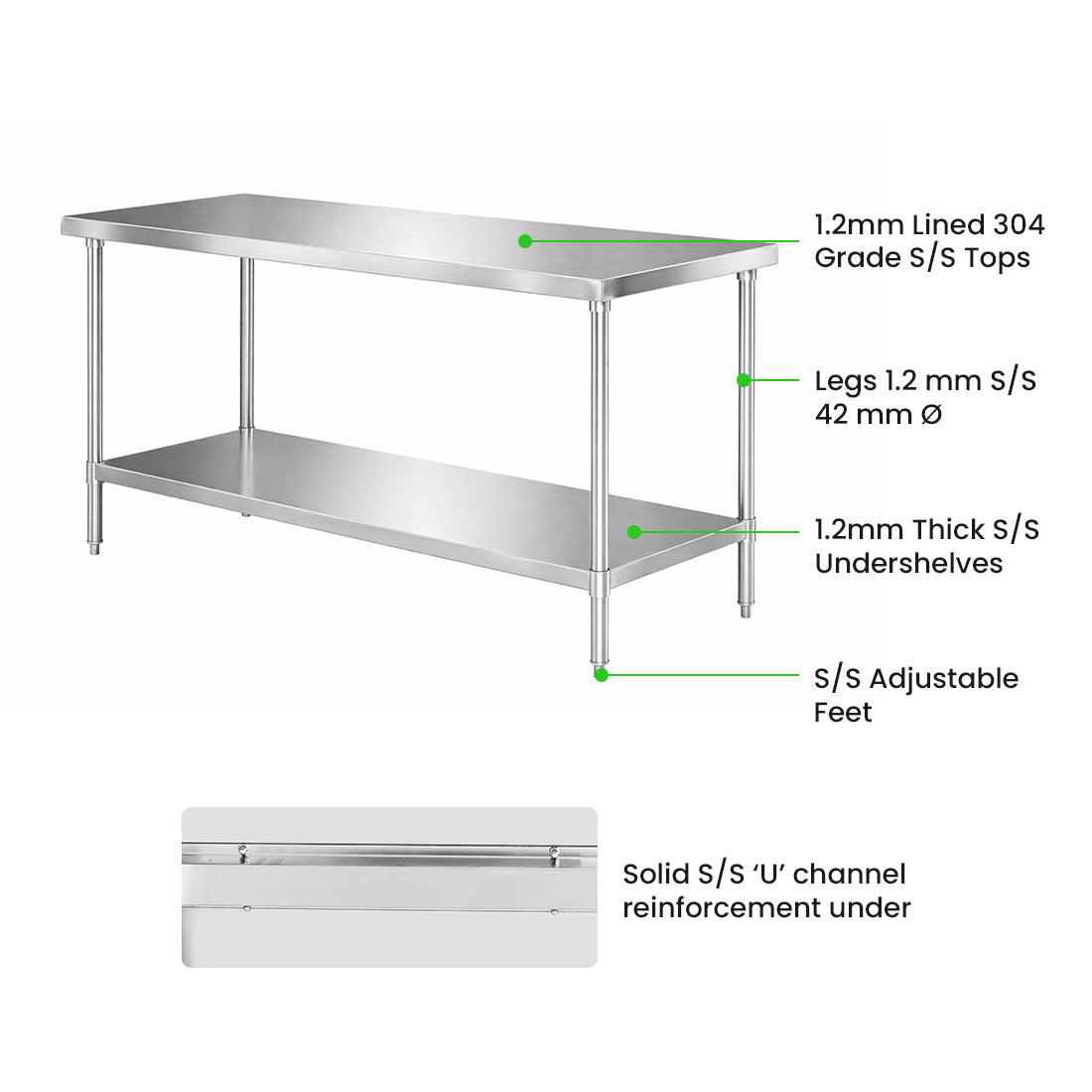 Modular Systems Stainless Steel Workbench WB6-1800/A