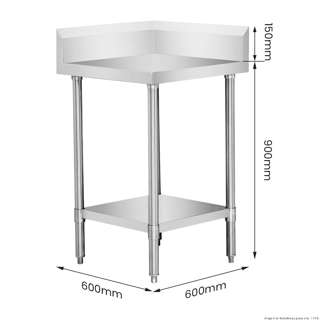 Modular Systems Corner Workbench With 150Mm Splashback & Undershelf WBCB6-0600/A