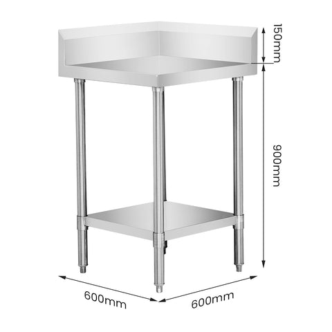 Modular Systems Corner Workbench With 150mm Splashback & Undershelf WBCB6-0600/A