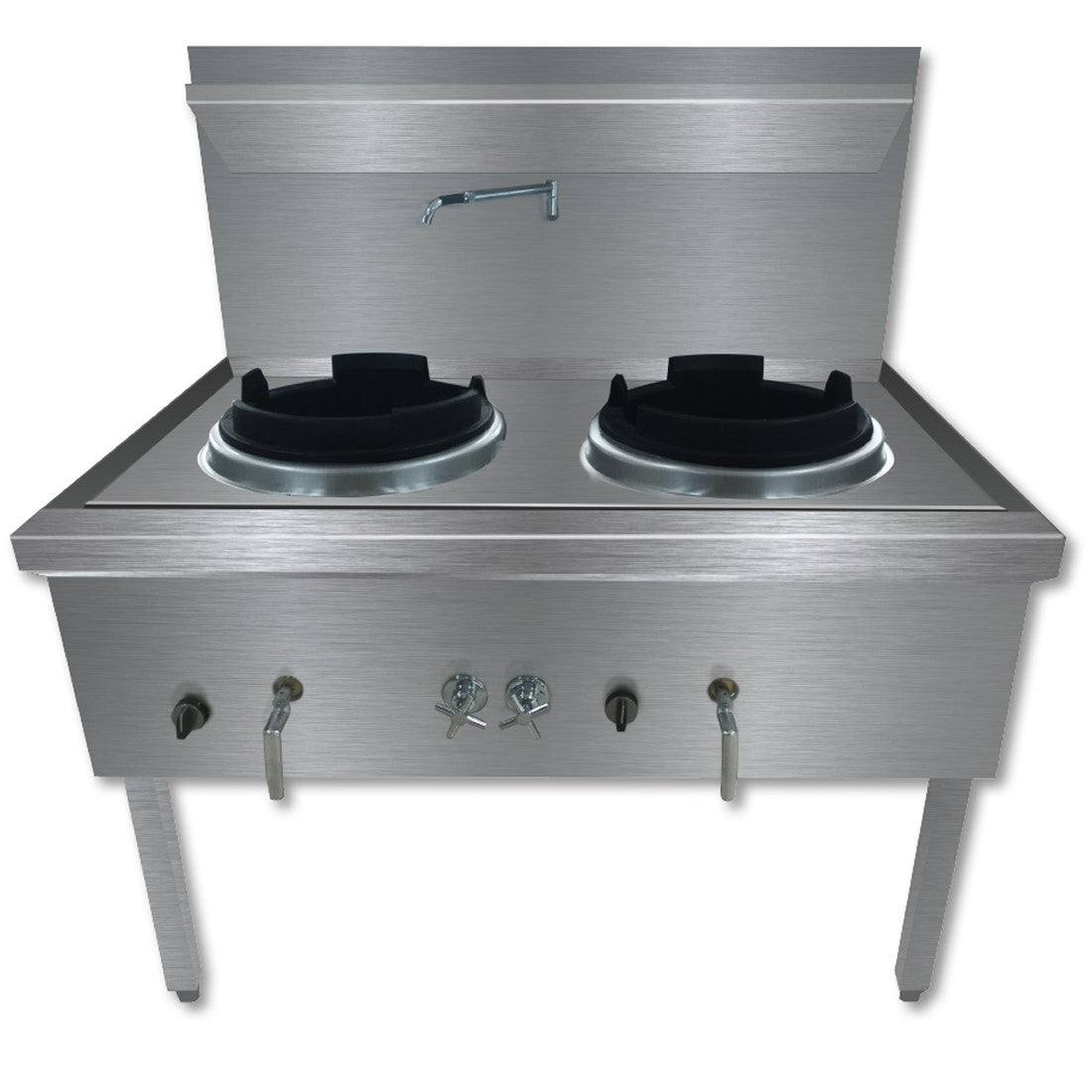 GasMax WW-2 Stainless Steel Waterless Double Wok - Natural Gas/LPG